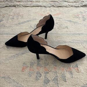 Coralie Black Kid Suede D’orsay Heels by Sole Society